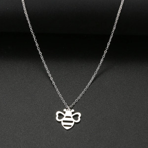 Collar Colgante Abeja "Brillo Natural" - Acero Inox Oro/Plata