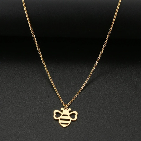 Collar Colgante Abeja "Brillo Natural" - Acero Inox Oro/Plata