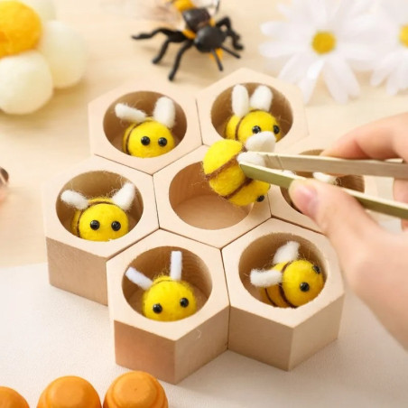 Juego Montessori de Abeja en Madera - Motricidad Fina