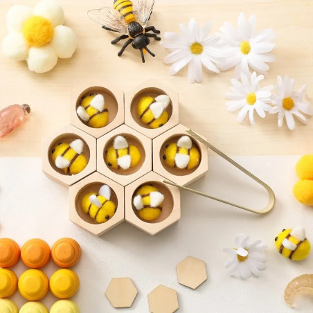 Juego Montessori de Abeja en Madera - Motricidad Fina