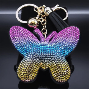 Llavero Mariposa Arcoíris con Pompón 🌈 | Idea Regalo Original