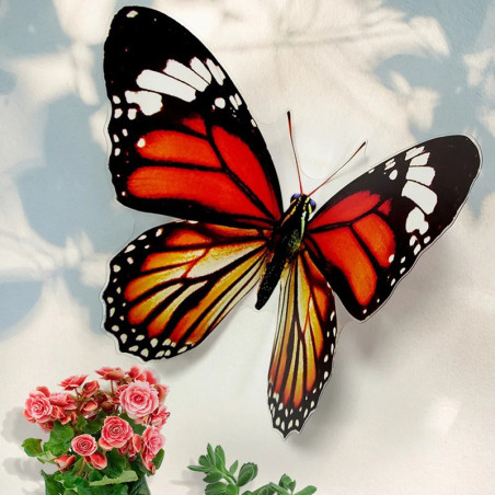 Pegatina Mariposa Azul y Negra 14x11cm | Decoración PVC Única