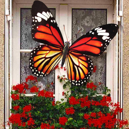 Pegatina Mariposa Azul y Negra 14x11cm | Decoración PVC Única