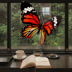 Pegatina Mariposa Azul y Negra 14x11cm | Decoración PVC Única
