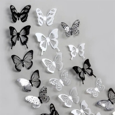 Stickers Mariposas Blancas y Negras - Decoración Pared (18 uds)