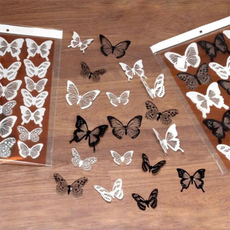 Stickers Mariposas Blancas y Negras - Decoración Pared (18 uds)
