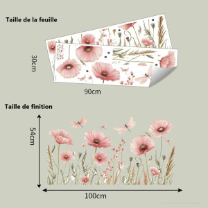 Vinilo Adhesivo de Pared Flor y Libélula | 1001 Abeilles