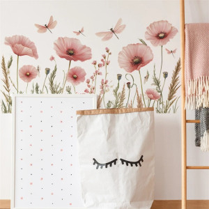 Vinilo Adhesivo de Pared Flor y Libélula | 1001 Abeilles