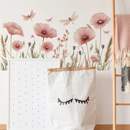 Vinilo Adhesivo de Pared Flor y Libélula | 1001 Abeilles