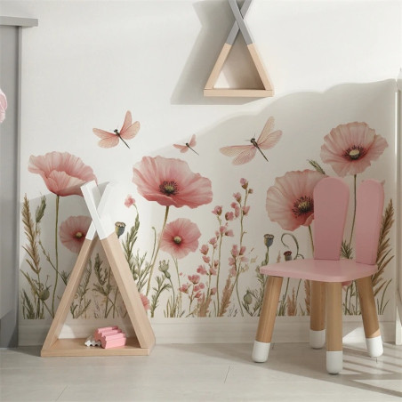Vinilo Adhesivo de Pared Flor y Libélula | 1001 Abeilles