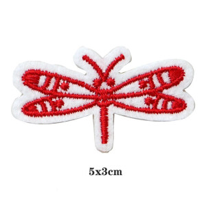 Parche Original de Libélula Roja 3D con Perlas para Ropa