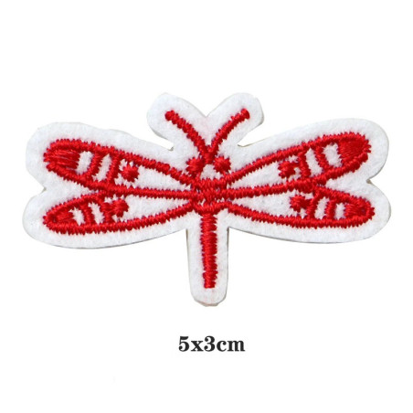 Parche Original de Libélula Roja 3D con Perlas para Ropa
