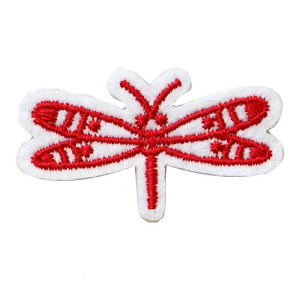 Parche Original de Libélula Roja 3D con Perlas para Ropa