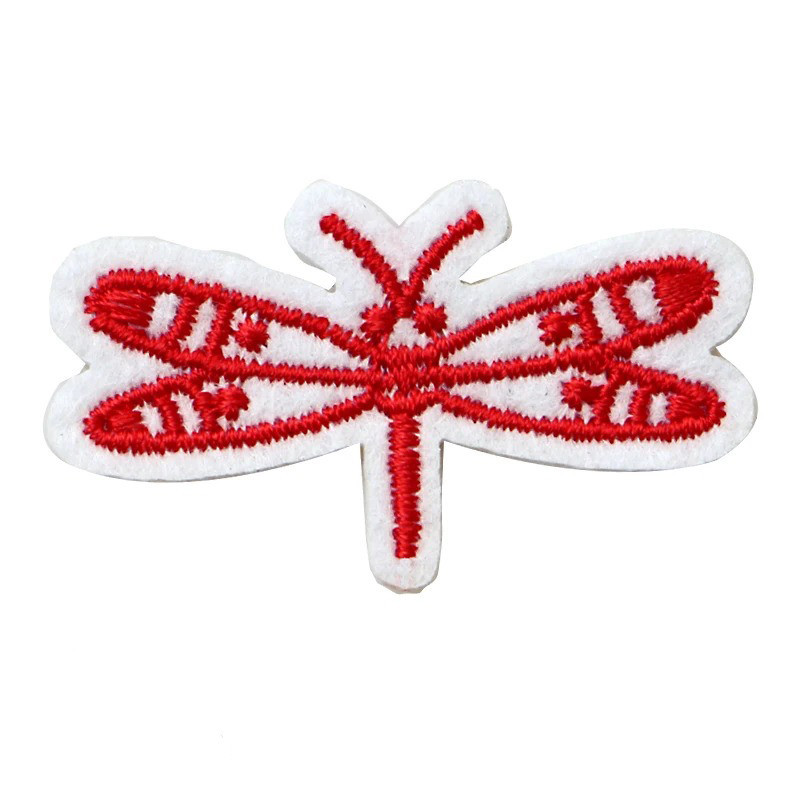 Parche Original de Libélula Roja 3D con Perlas para Ropa