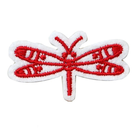 Parche Original de Libélula Roja 3D con Perlas para Ropa