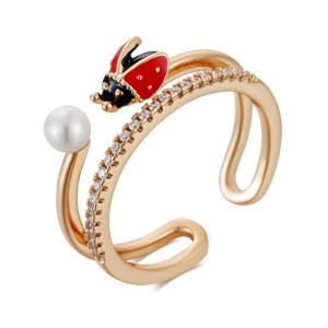 Gran Anillo Mariquita Vintage Ajustable | Joya Única Mujer