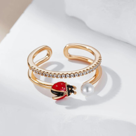 Gran Anillo Mariquita Vintage Ajustable | Joya Única Mujer