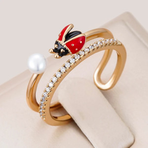 Gran Anillo Mariquita Vintage Ajustable | Joya Única Mujer