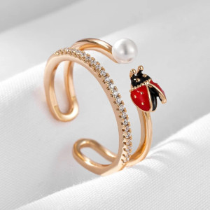Gran Anillo Mariquita Vintage Ajustable | Joya Única Mujer