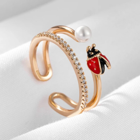 Gran Anillo Mariquita Vintage Ajustable | Joya Única Mujer
