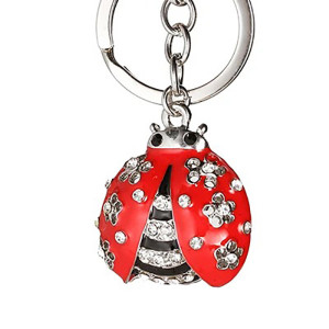 Llavero Mariquita 'Flor de Cristal' con Strass | Regalo Original