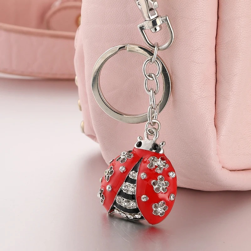 Llavero Mariquita 'Flor de Cristal' con Strass | Regalo Original