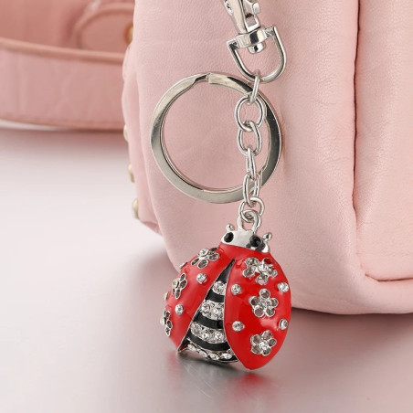 Llavero Mariquita 'Flor de Cristal' con Strass | Regalo Original