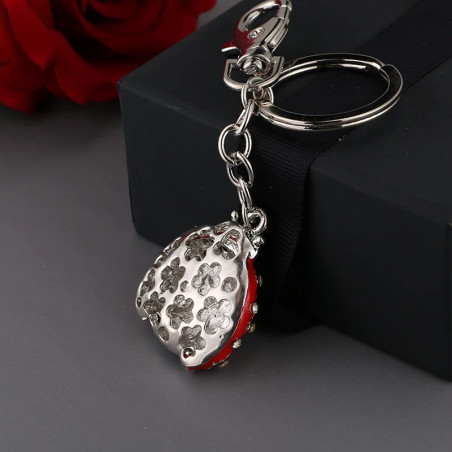 Llavero Mariquita 'Flor de Cristal' con Strass | Regalo Original