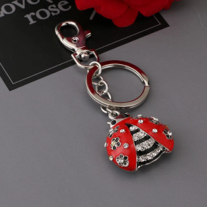 Llavero Mariquita 'Flor de Cristal' con Strass | Regalo Original