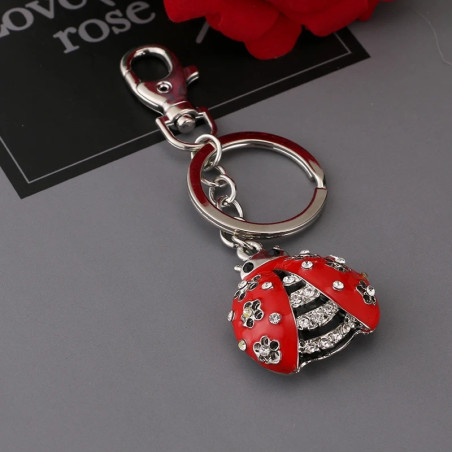 Llavero Mariquita 'Flor de Cristal' con Strass | Regalo Original
