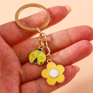 Llavero Mariquita Amarilla y Flor Solar - Accesorio Original