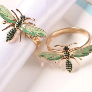 Servilleteros Dorados Abeja & Avispa - Set de 6 para tu Mesa