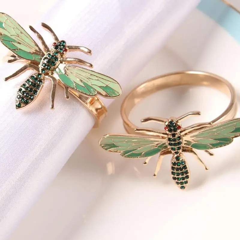 Servilleteros Dorados Abeja & Avispa - Set de 6 para tu Mesa