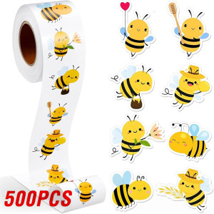 Pegatinas de Abejas Divertidas | Rollo de 500 Stickers Únicos