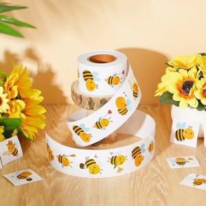 Pegatinas de Abejas Divertidas | Rollo de 500 Stickers Únicos