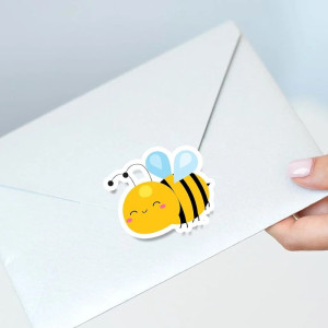 Pegatinas de Abejas Divertidas | Rollo de 500 Stickers Únicos