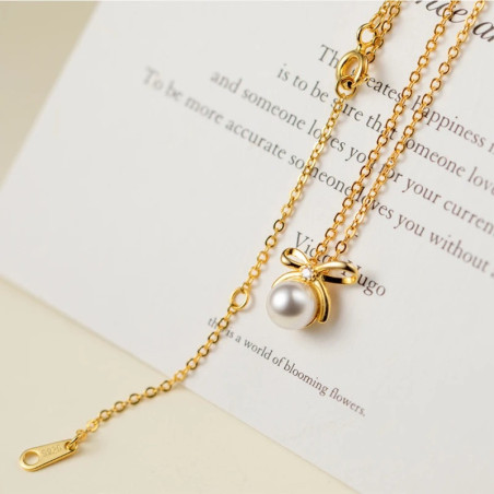 Collar Abeja con Perla de Plata de Ley 925 | Joyería Original