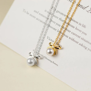 Collar Abeja con Perla de Plata de Ley 925 | Joyería Original