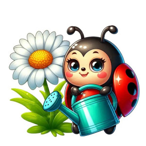 Sticker Mariquita Jardín Encantado | Pegatina Original y Bonita