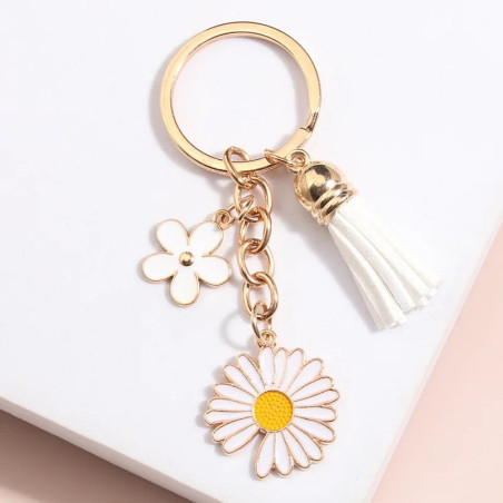 Llavero "Margarita Elegante" - Accesorio Floral Original