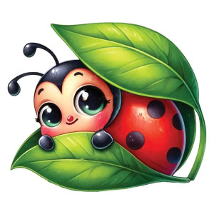 Pegatina Mariquita 'Refugio Natural' – Naturaleza y Serenidad