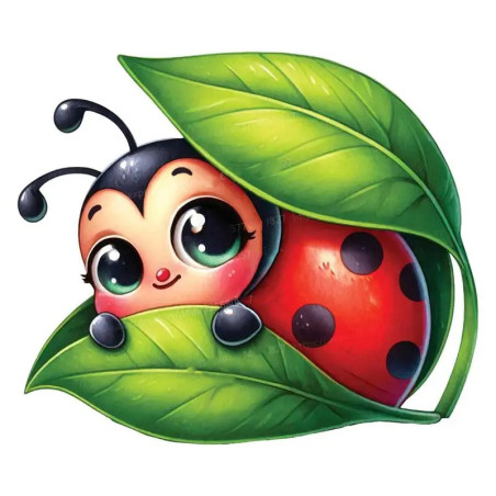 Pegatina Mariquita 'Refugio Natural' – Naturaleza y Serenidad