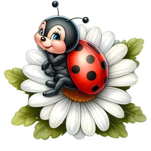 Pegatina Mariquita 'Descanso en la Flor' – Naturaleza y relax