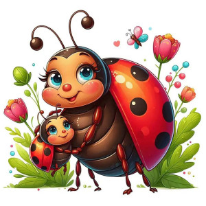 Pegatina Mariquita Abeja Alas Pastel | Decoración Infantil