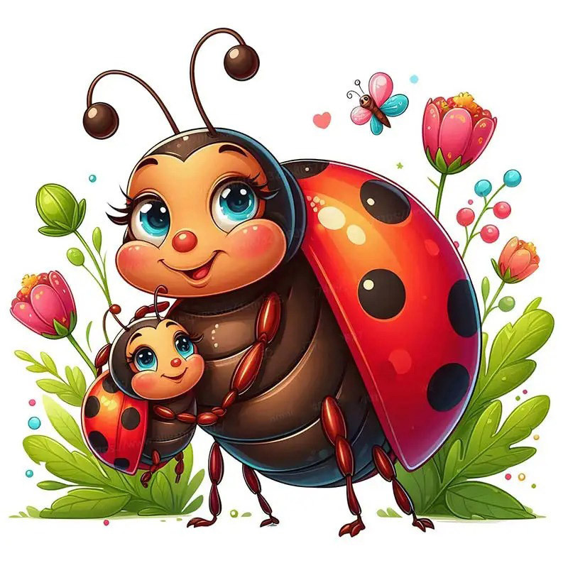 Pegatina Mariquita Abeja Alas Pastel | Decoración Infantil