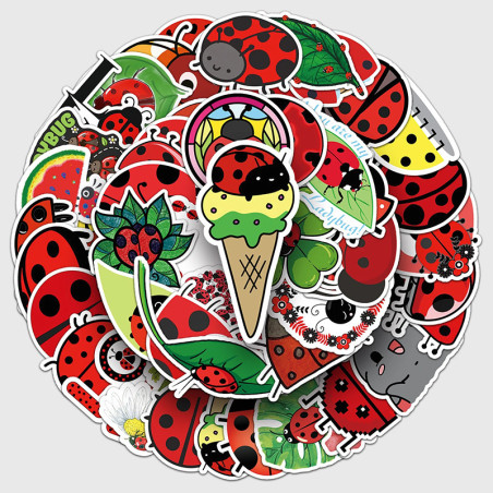 Pack 50 Pegatinas de Mariquita | Stickers Divertidos y Únicos