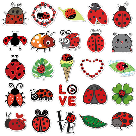 Pack 50 Pegatinas de Mariquita | Stickers Divertidos y Únicos