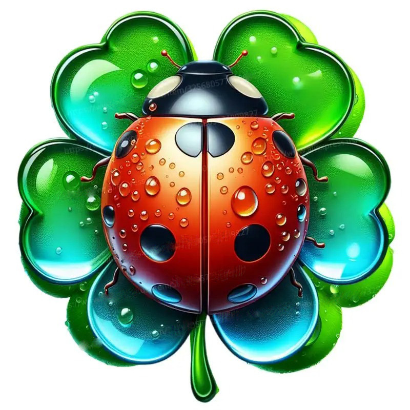 Sticker de Mariquita y Trébol | Amuleto de la Suerte Original