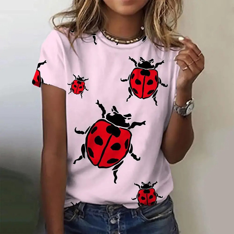Camiseta Mariquitas "Rosa Delicado" para Mujer | 100% Algodón