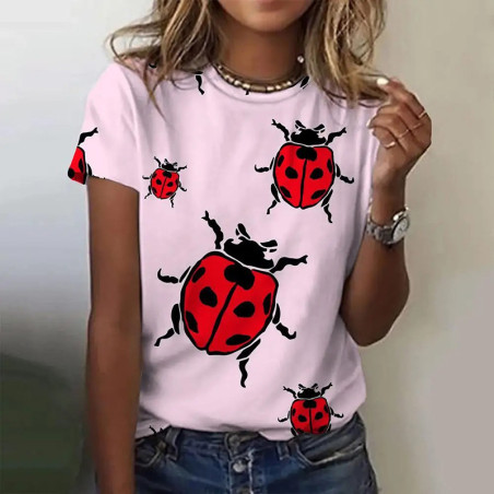 Camiseta Mariquitas "Rosa Delicado" para Mujer | 100% Algodón
